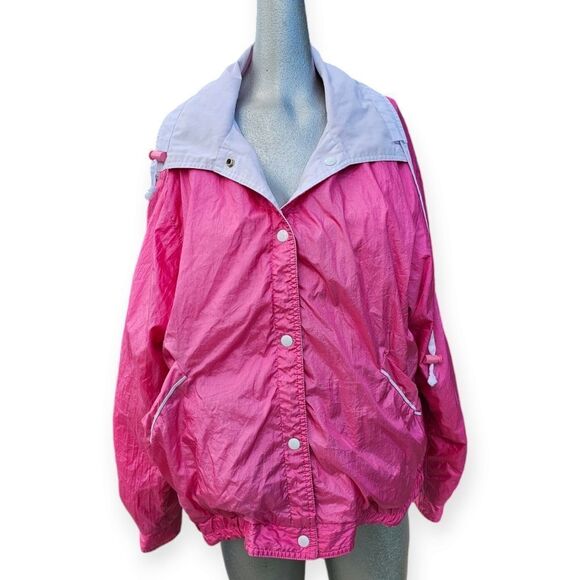 Vintage 80s Pink Nylon Windbreaker Jacket - Picture 5 of 12